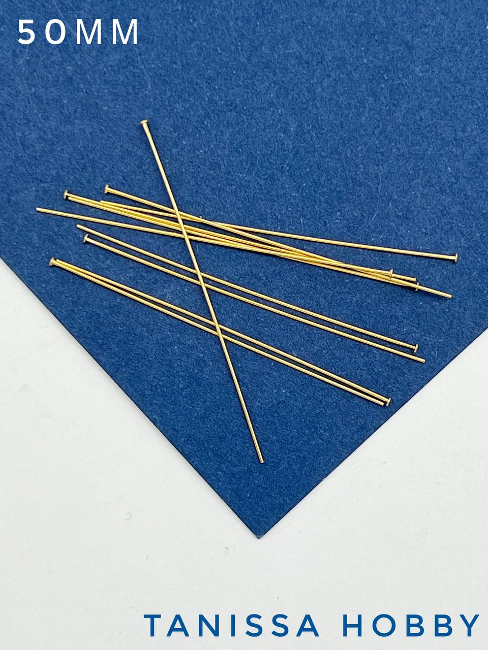 Пины 50мм со шляпкой средне жесткие, позолота. Ю.Корея. М211