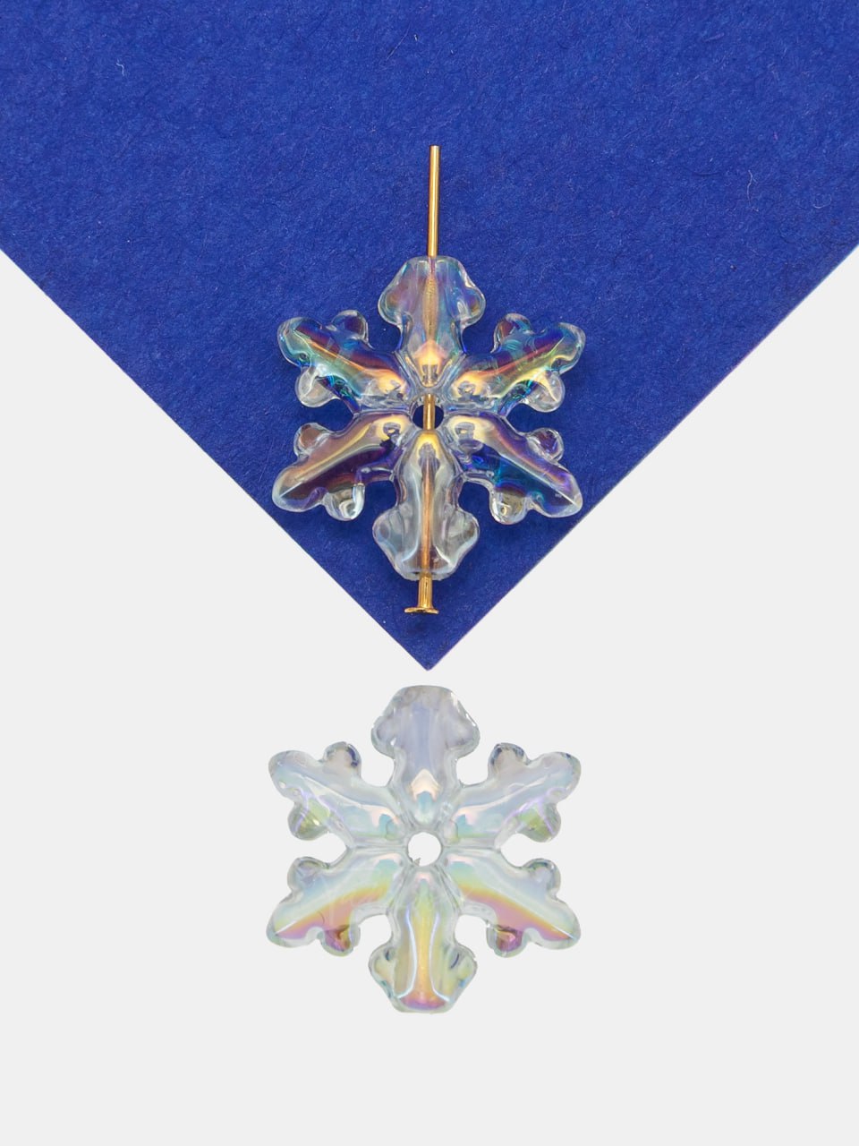 Бусина снежинка, прозрачный АВ, 15мм, Х267