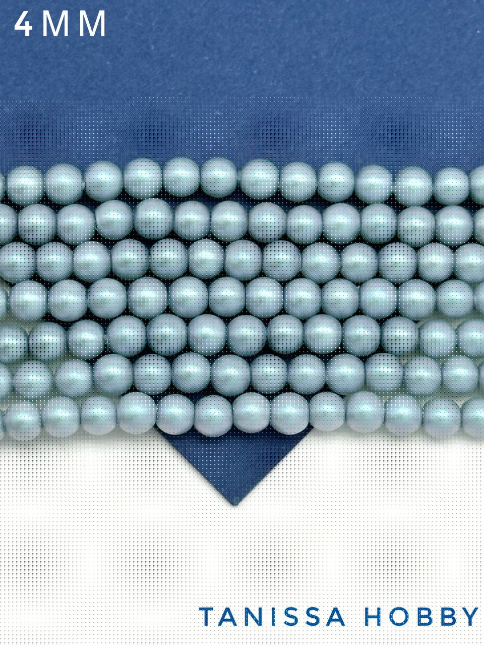 Жемчуг Майорка, голубой, Iridescent Light Blue, 4мм, нить, МА037