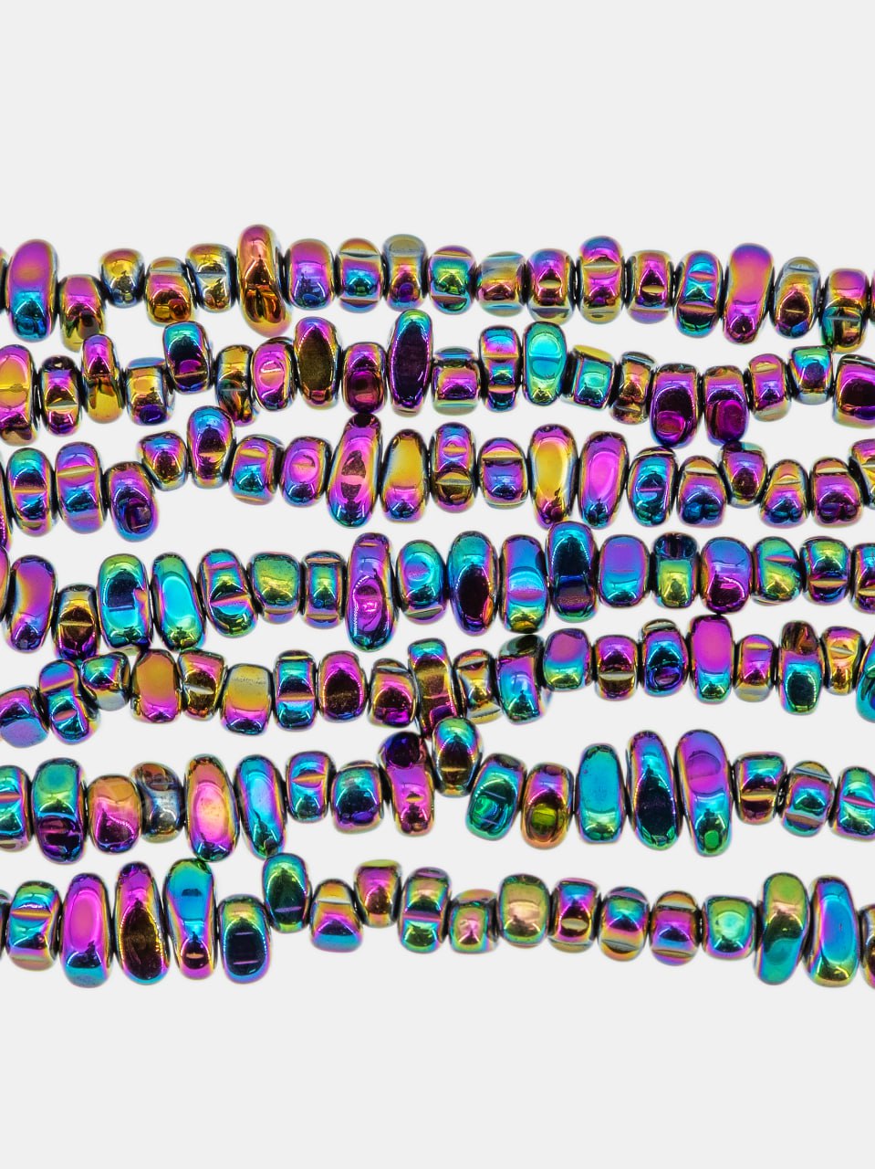 Гематин гематит крошка галтовка фриформ, 5-10 мм, радужный, нить, ГТ155