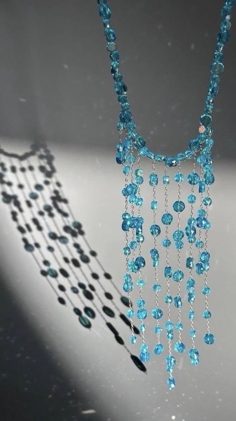 Набор к МК Колье водопад, голубой AB, МК053