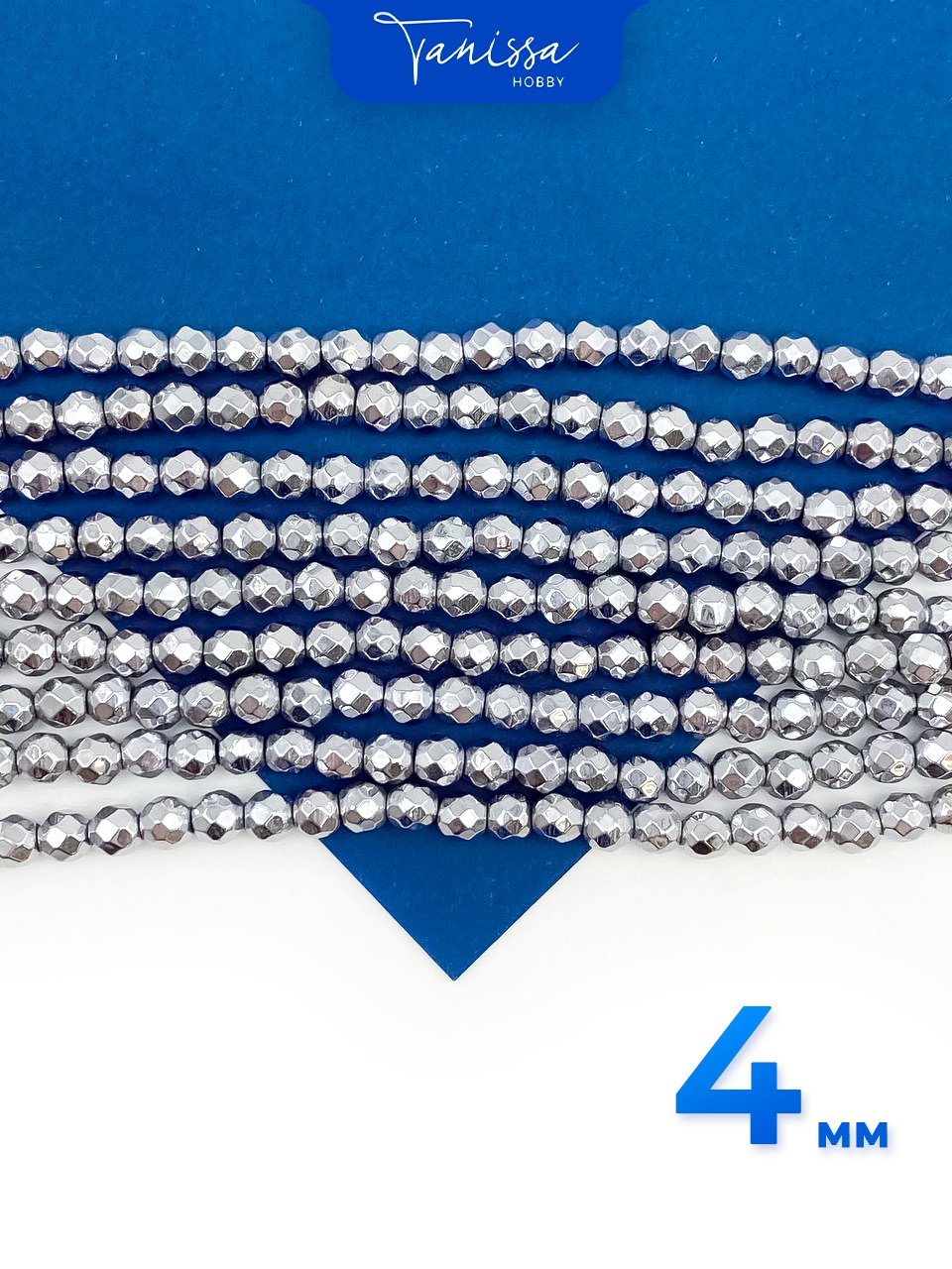 Гематин гематит бусины круглые огранка 4мм, нить, ГТ058