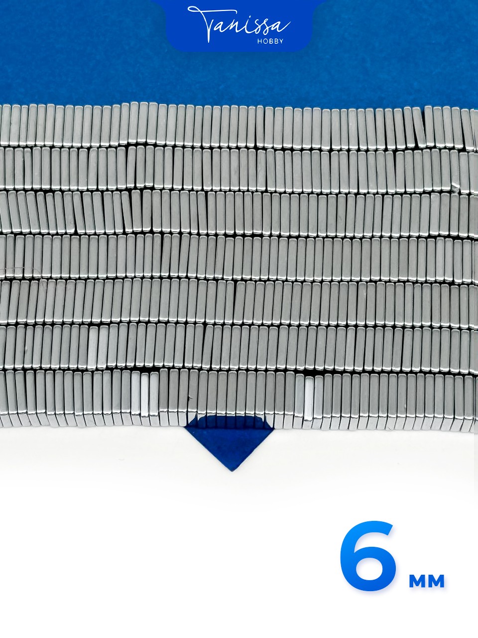 Гематин гематит квадрат 6мм, 1/2 нити, ГТ049