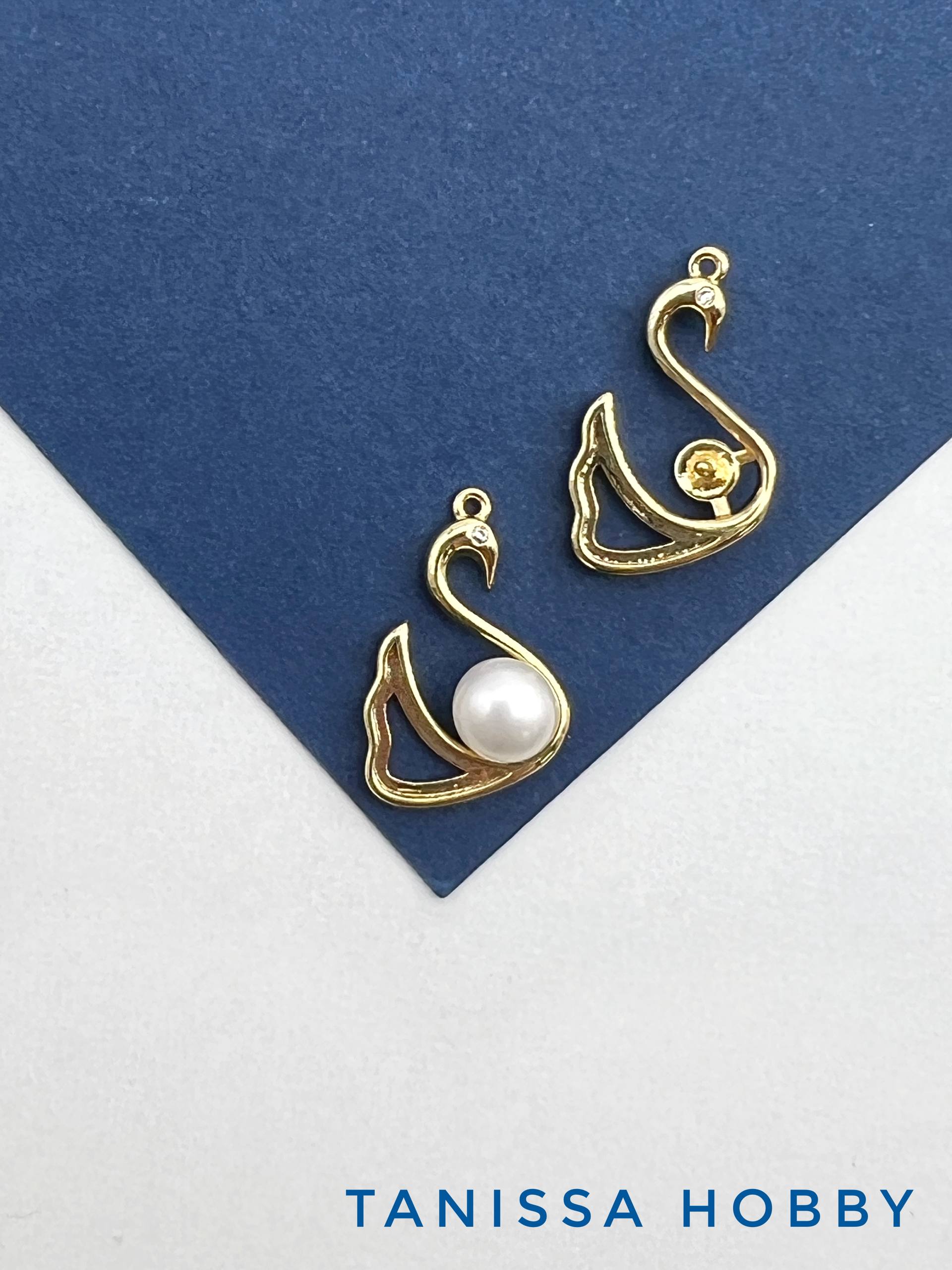 Подвеска лебедь для вклейки, 16х11мм, позолота, В434