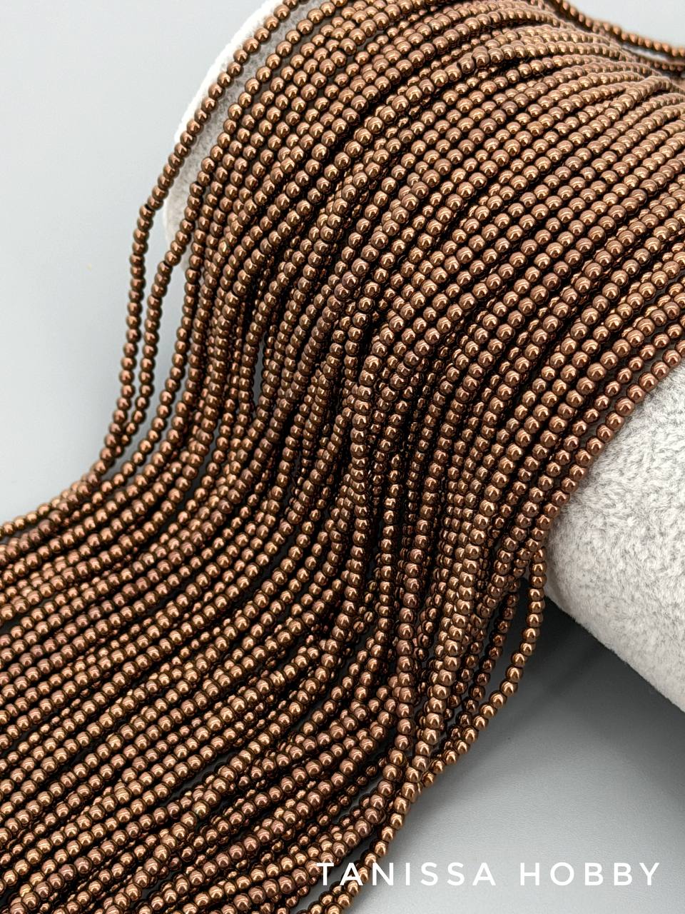 Гематин гематит бусины круглые 2мм, шоколадный, нить, ГТ174