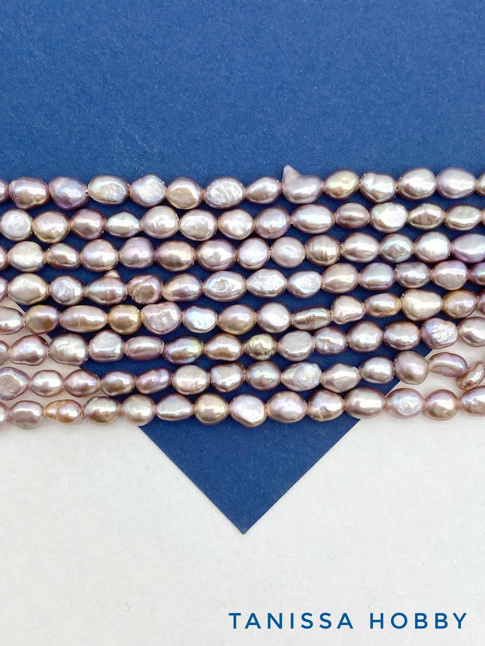 Жемчуг натуральный культивированный, барочный картошка, розовый, 6-7мм, А, нить, Ж097