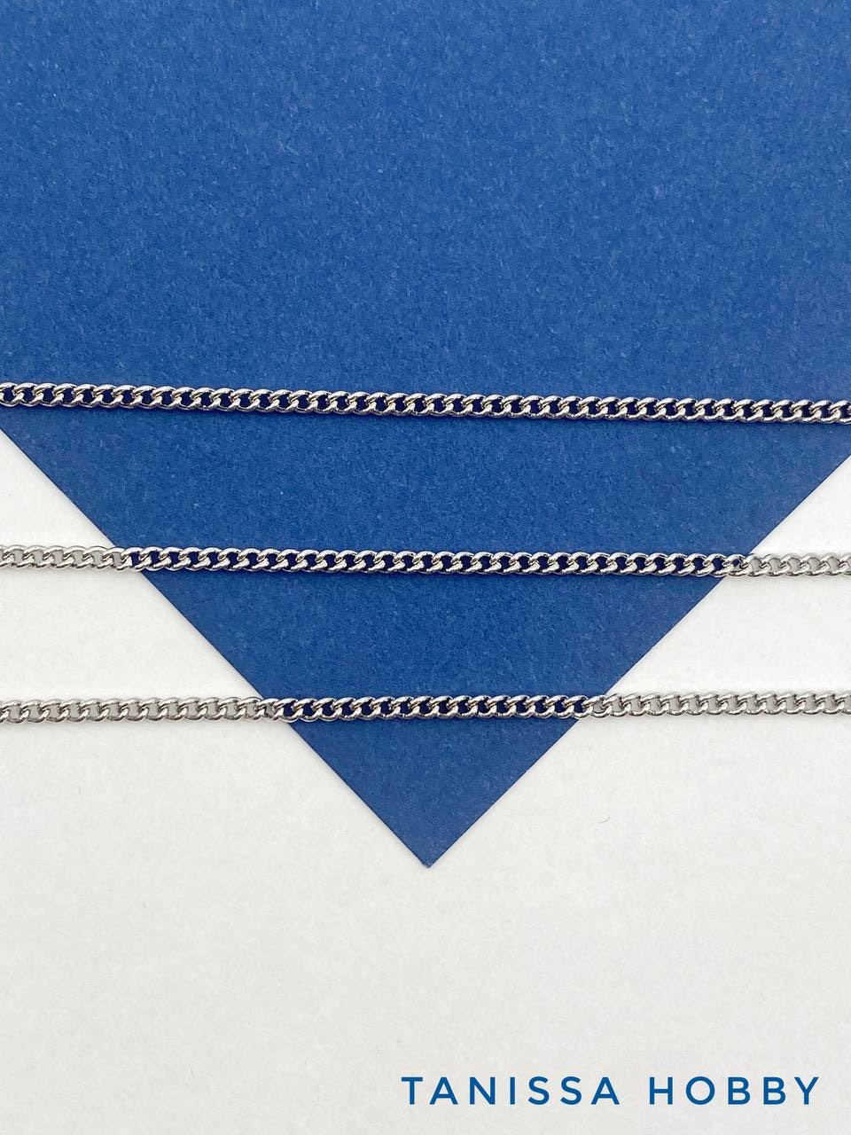 Цепочка тонкая панцирная 2,2х1,6мм, 50см, родий, СН184