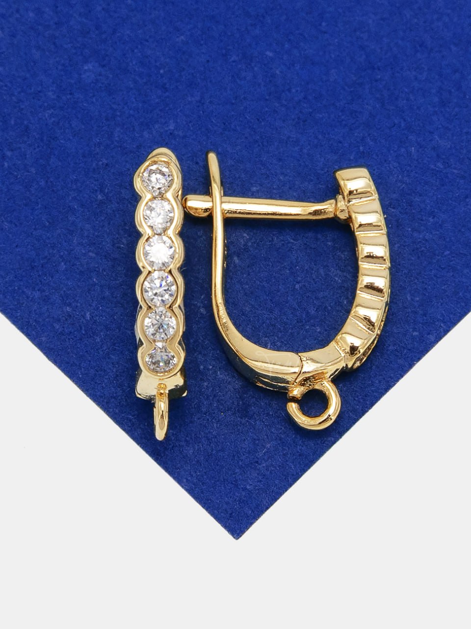 Швензы с фианитами английский замок, позолота, 131