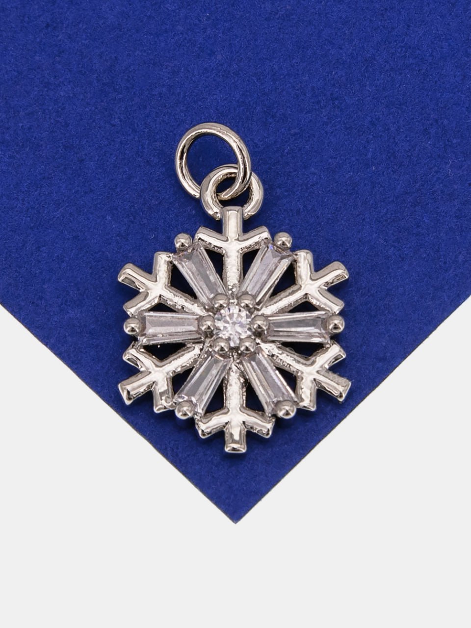 Подвеска снежинка с фианитами, 15х19мм, родий, С317