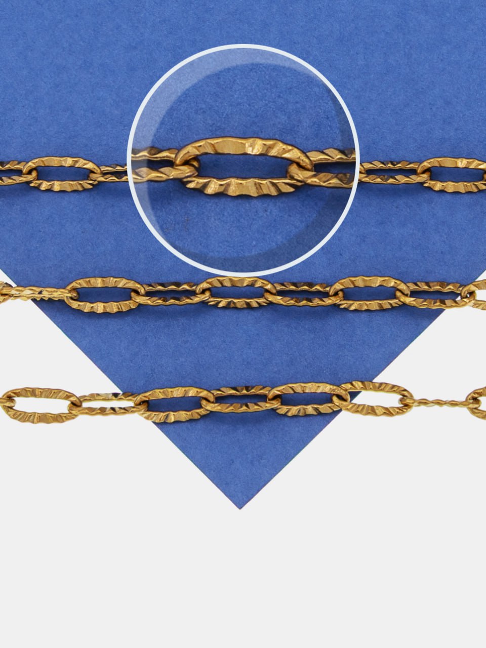 Цепочка якорная овалы, 8х4мм, сталь, позолота, 50см, Ч849