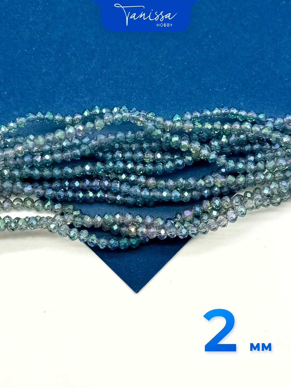 Хрусталь Рондели 2мм, сизый АВ, нить. Х044