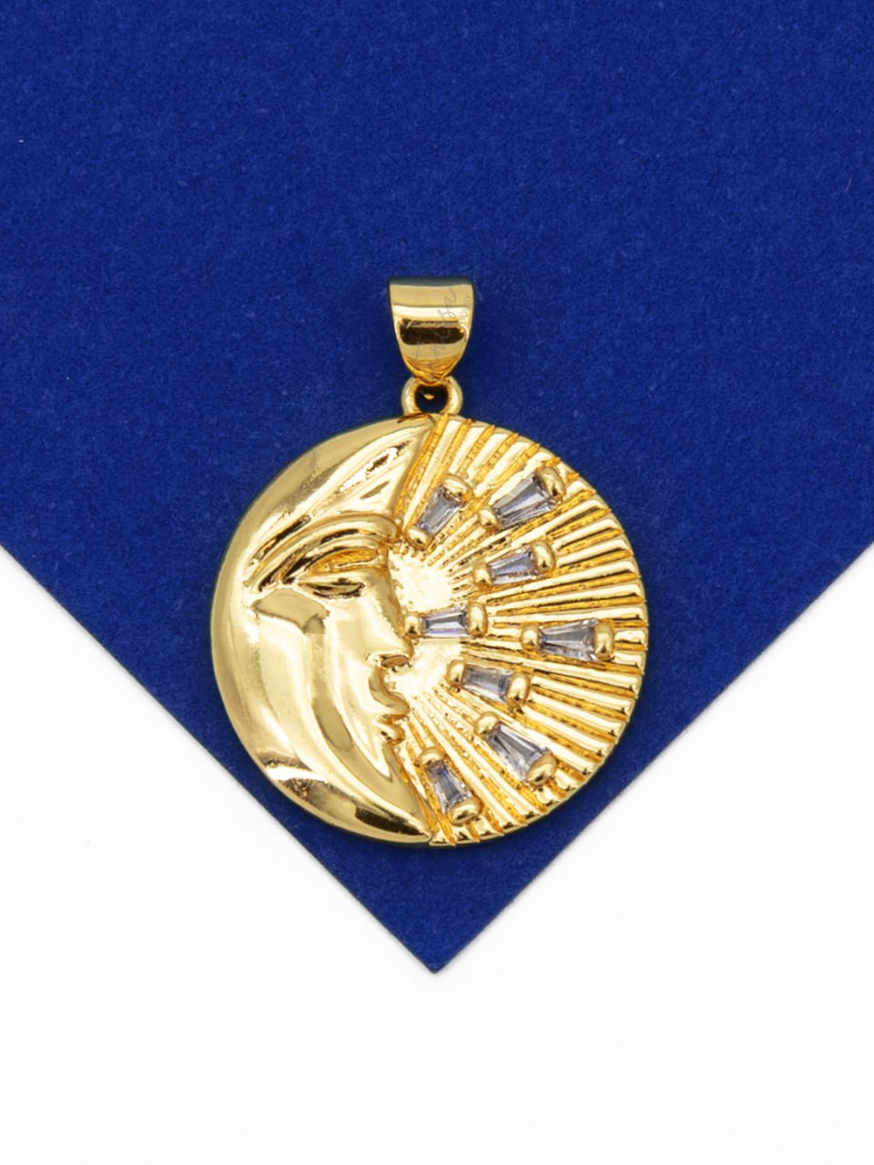 Подвеска луна месяц с фианитами, позолота, С231