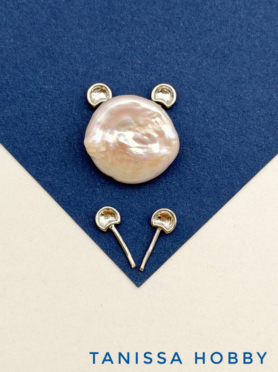 Ушки элемент для вклейки, 5мм, ПАРА, родий, В505