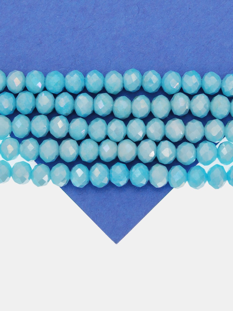 Хрусталь Рондели 6мм, голубой АВ шайн, нить, Х506