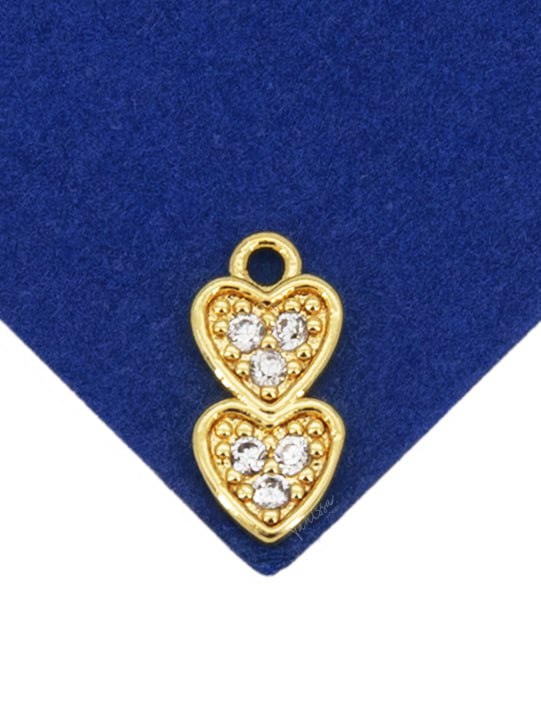 Подвеска двойное сердце мини 12х6мм, позолота, Р535