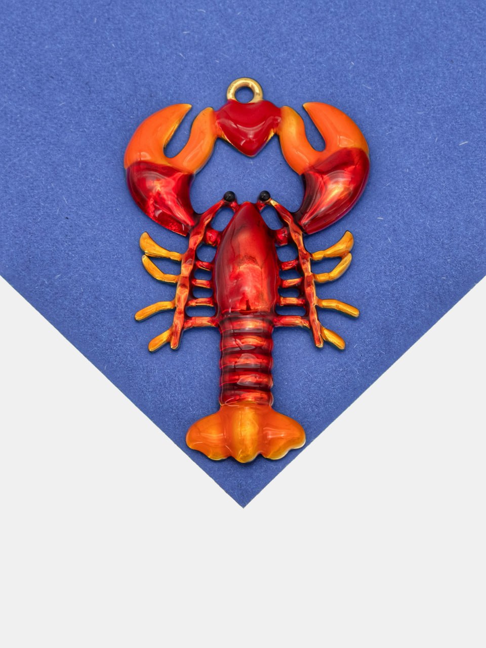 Подвеска лобстер, красная эмаль, сталь, позолота, Ш508