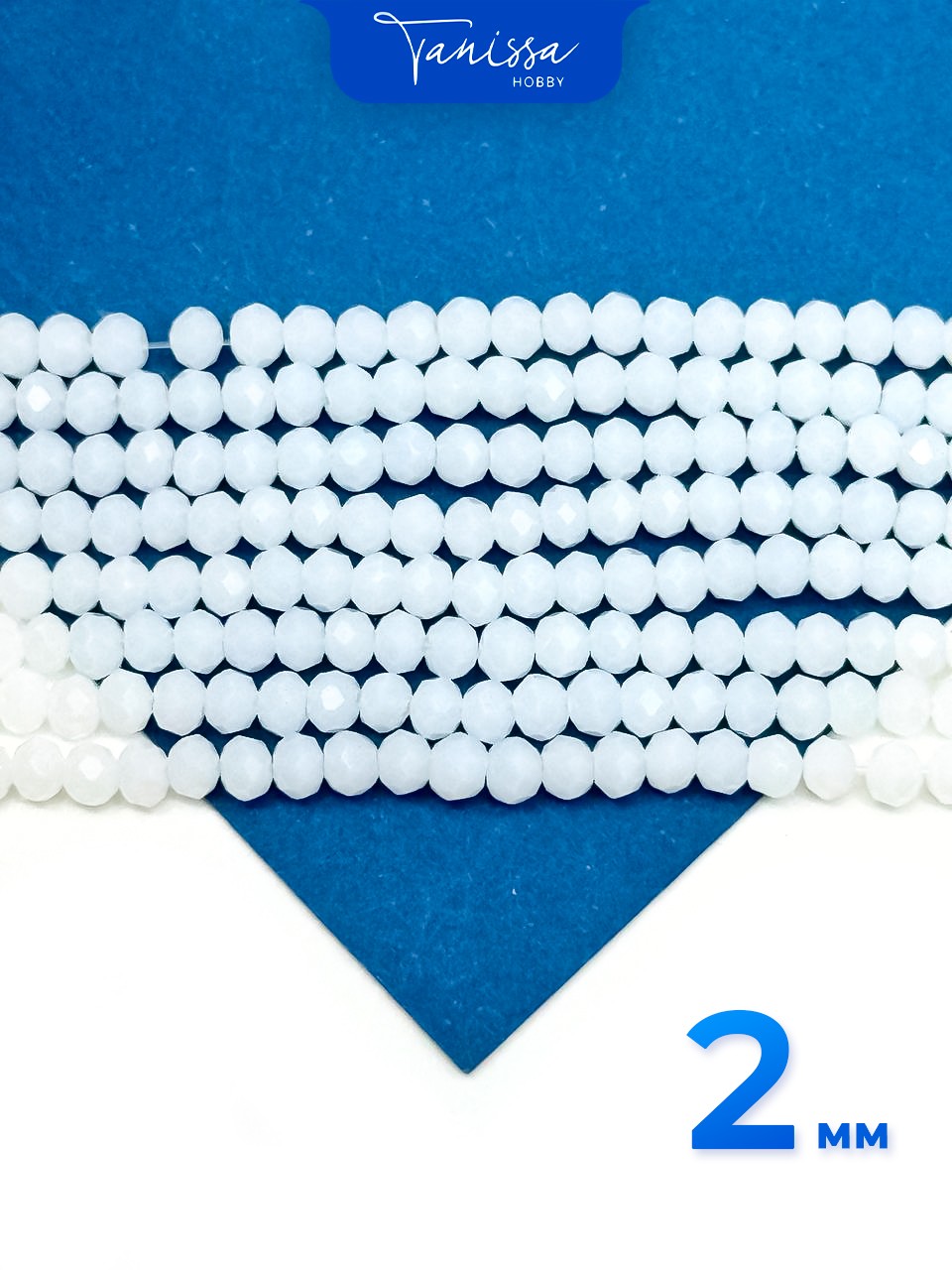 Хрусталь Рондели 2мм, белый опал, нить. Х085