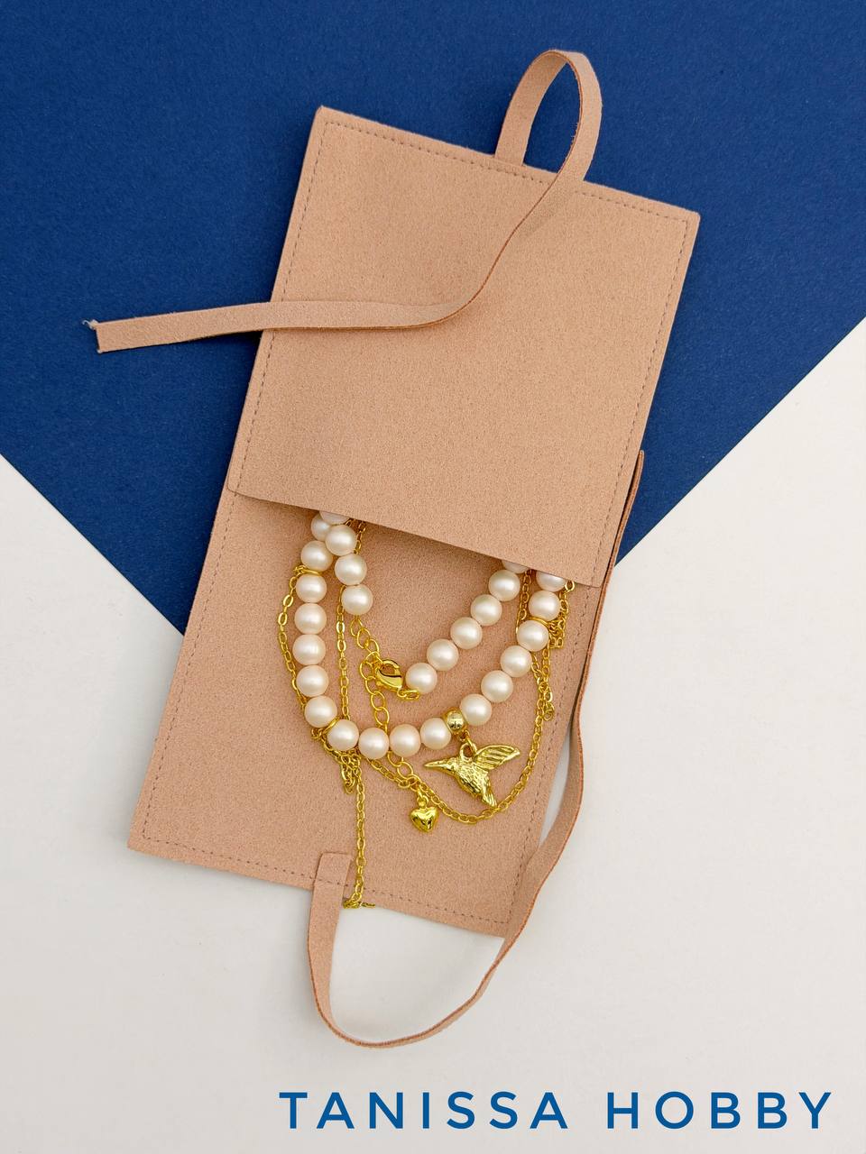 Мешочек для украшений, персиковый, эко-замша, Ц068