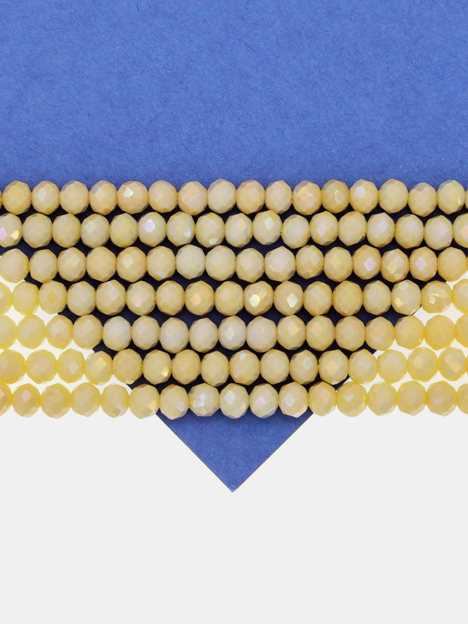Хрусталь Рондели 4мм, желтый АВ шайн, нить, Х500