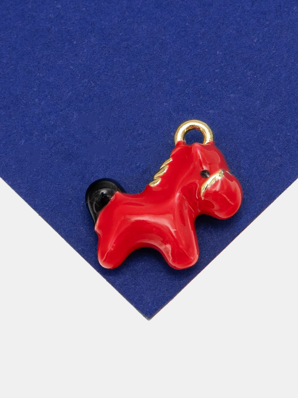 Подвеска лошадь, конь, красная эмаль, 12мм, позолота, Д436