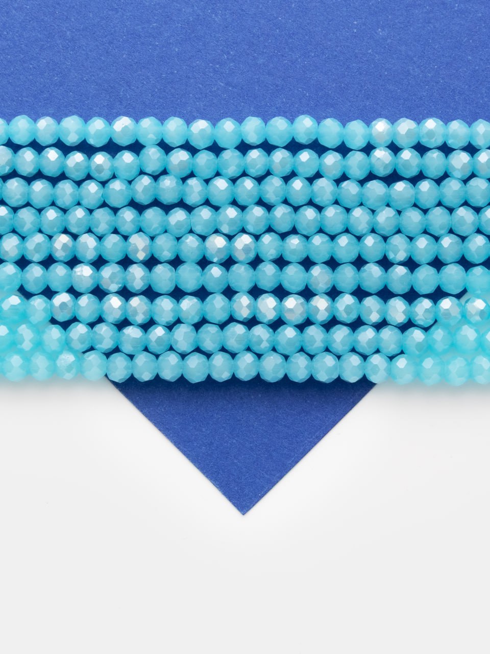 Хрусталь Рондели 4мм, лазурный голубой АВ шайн, нить, Х513