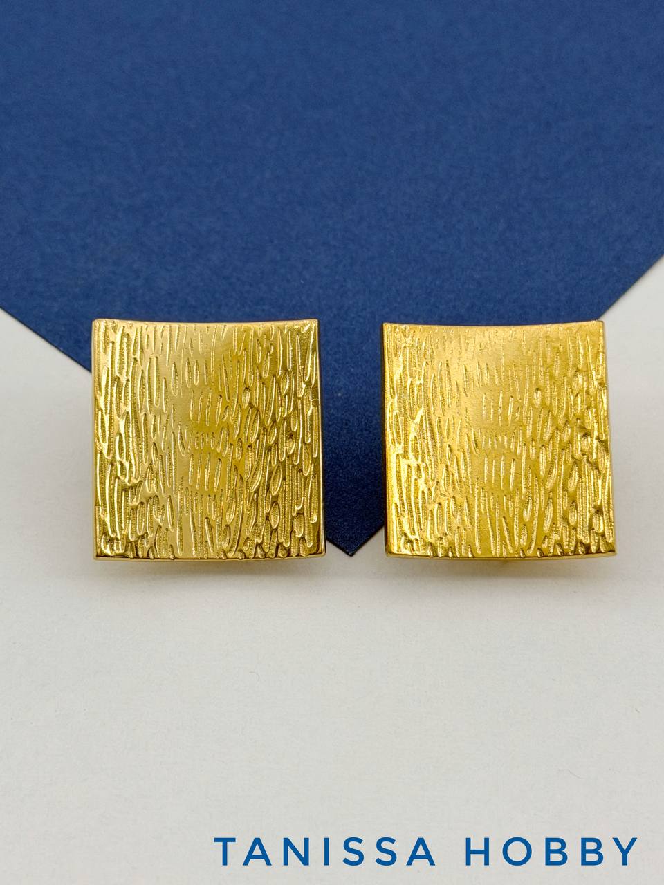 Швензы пусеты квадрат, 24х23мм, сталь, позолота, Ш321