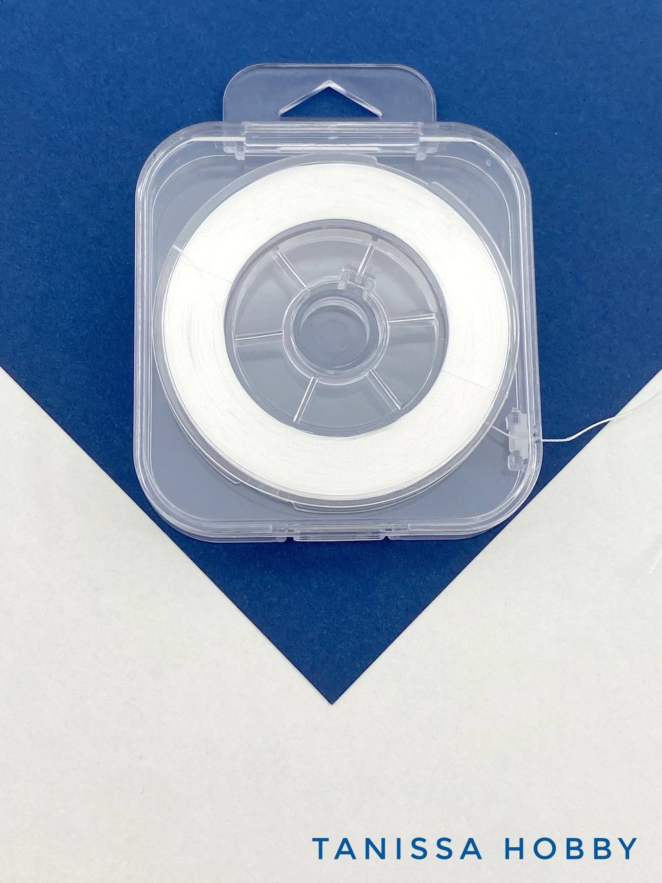 Нить для жемчуга белая, 0,2мм, катушка 90 метров, Ц108