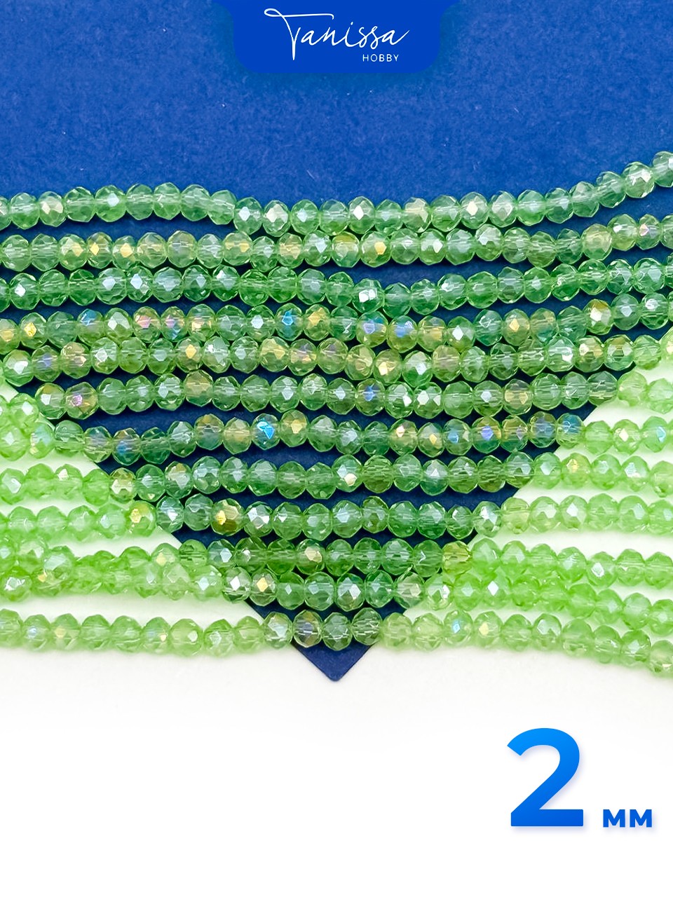 Хрусталь Рондели 2мм, светло зеленый АВ, нить, Х045