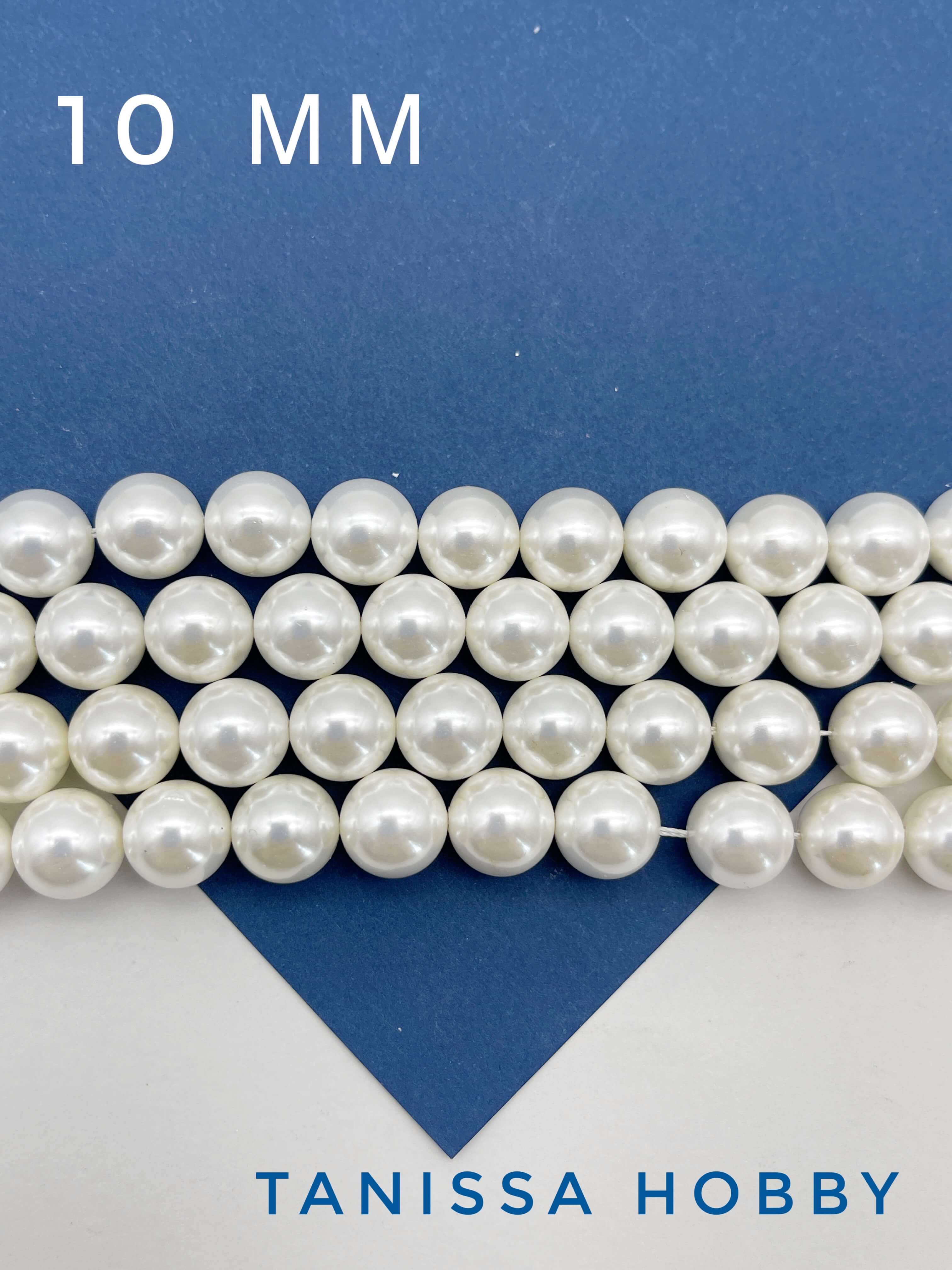 Жемчуг Майорка, круглый белый, 10мм, нить, МА012