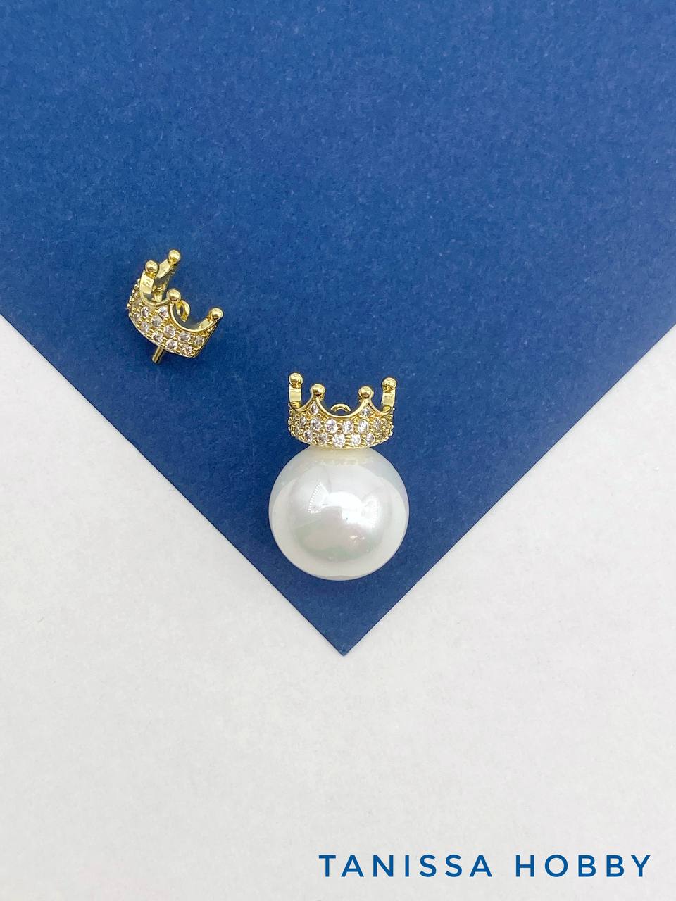 Подвеска корона с фианитами для вклейки, позолота, В335