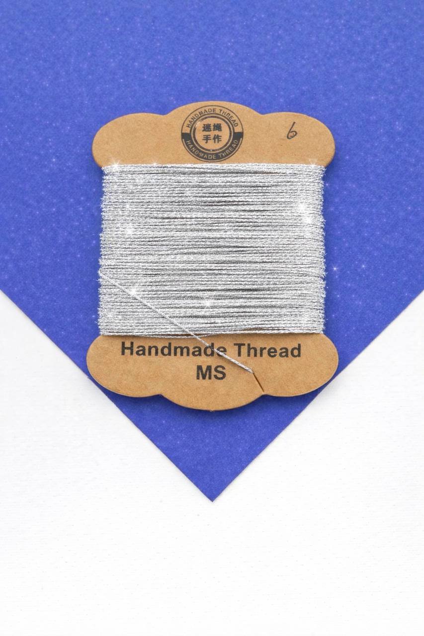 Нить для жемчуга и камней, 0,6мм, серебро металлик, люрекс, катушка 10м, Ц082