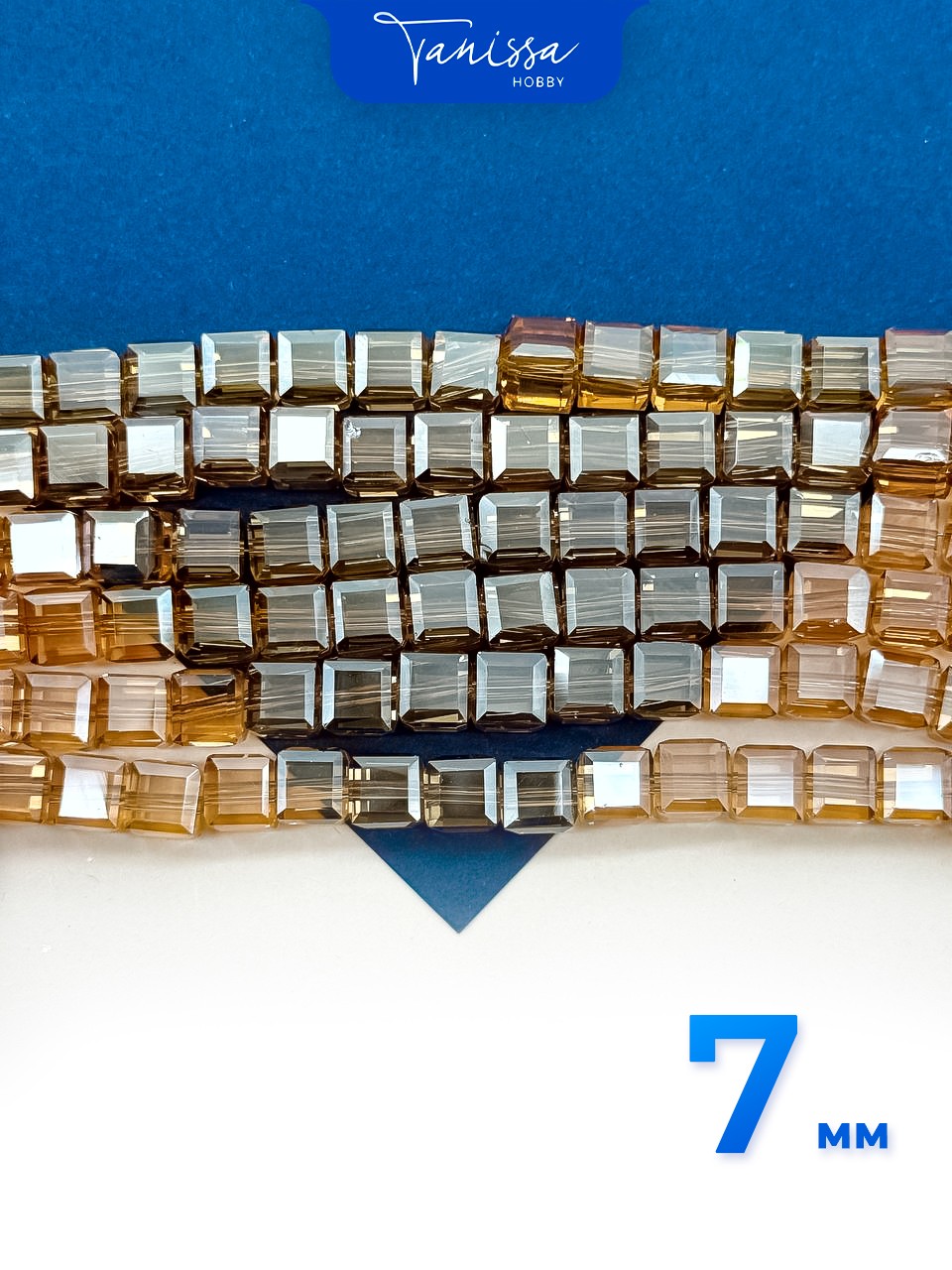 Хрусталь Куб, квадратный, золото топаз АВ, 7мм, 10 штук, Х376