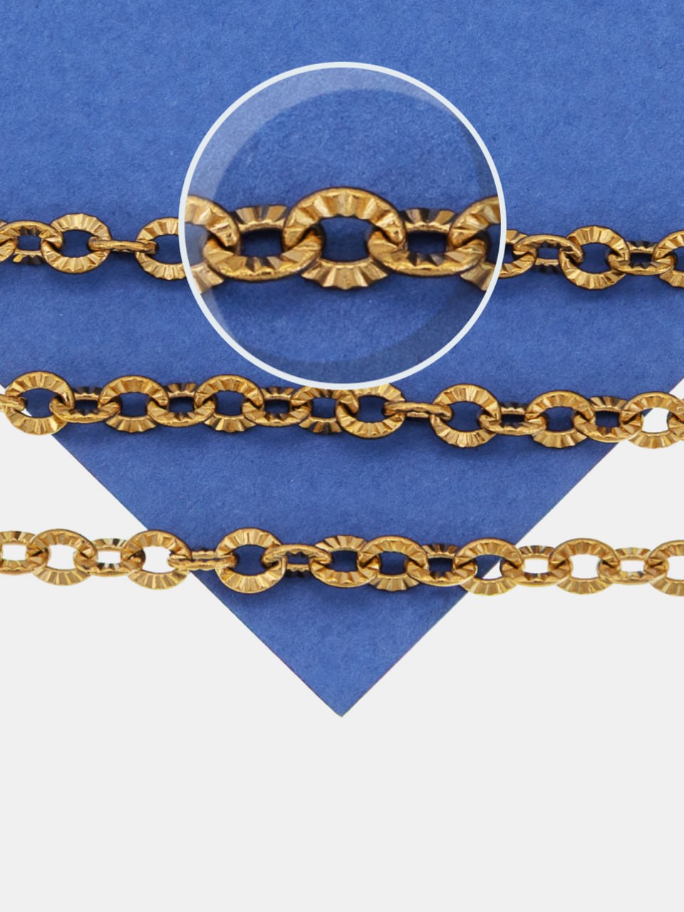 Цепочка якорная овалы огранка, 4,5х4мм, сталь, позолота, 50см, Ч841