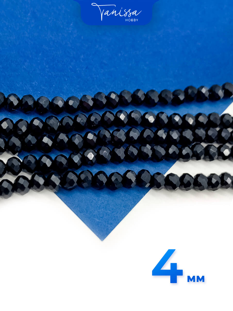 Хрусталь Рондели 4мм, черный, 5 нитей. ОПТ123