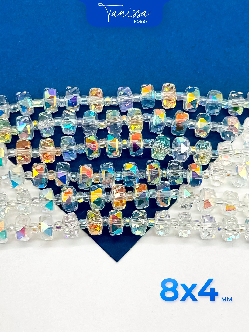 Хрусталь Рондели, шайба, прозрачный 2АВ, 8х4мм, 38 штук, 1/2 нити, Х391