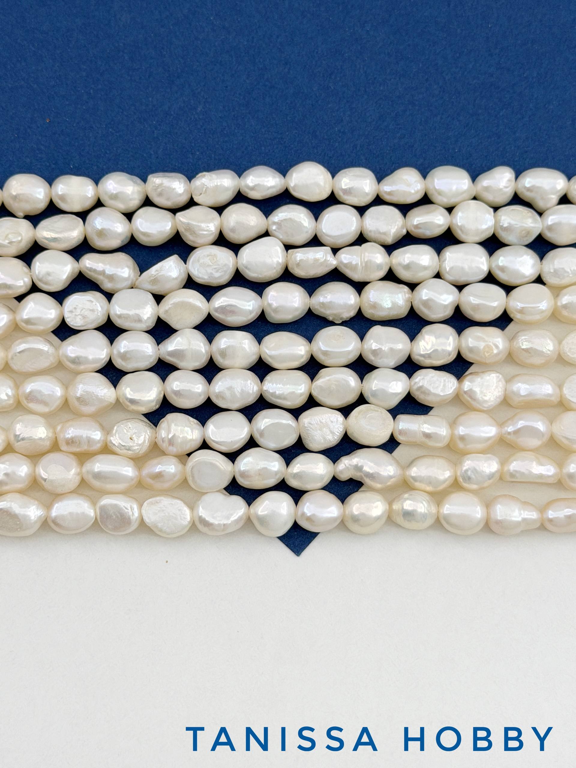 Жемчуг барочный картошка, культивированный, 8-9мм, А, нить, Ж061