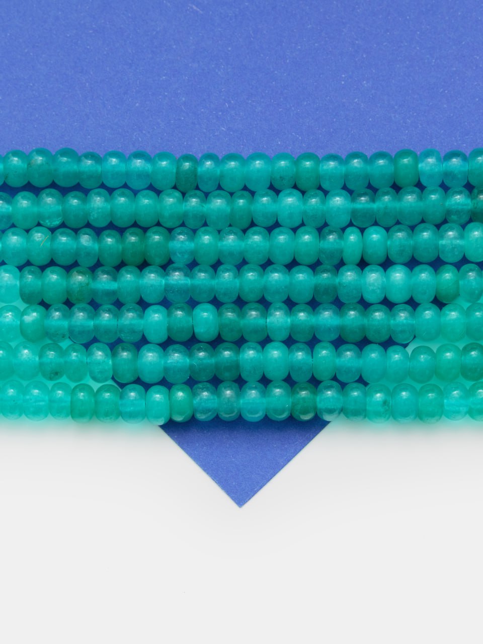 Кварц тонированный, бусины кукуруза рондели, бирюзовый, 4х7мм, 1/2 нити, Б367