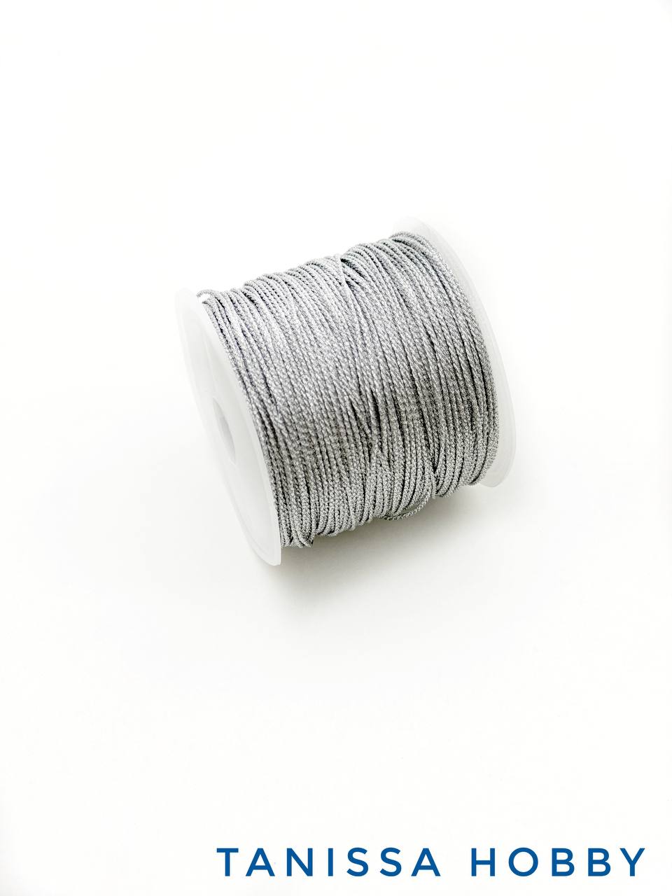 Нить для жемчуга и камней, №12 - 0,8мм, серебро металлик, люрекс, катушка 24м, Ц121