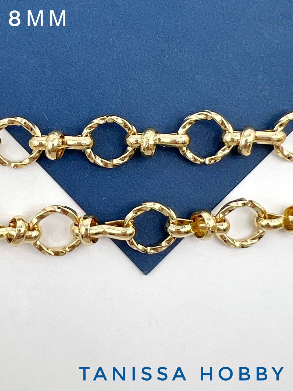 Цепочка витые круги, 8мм, позолота, 50см, СН183