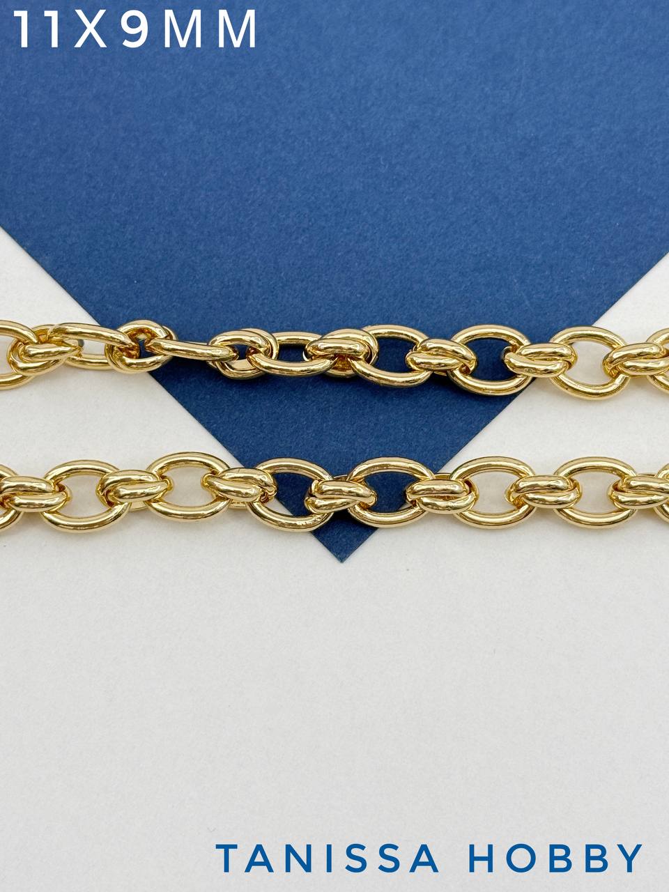 Цепочка якорная овалы 11х9мм, 50см, позолота, СН135