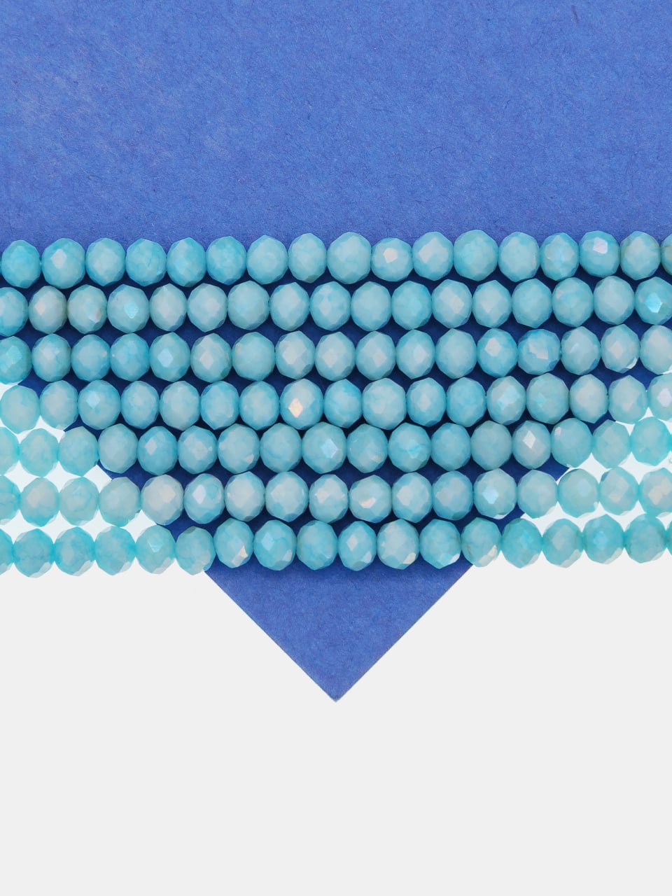 Хрусталь Рондели 4мм, голубой АВ шайн, нить, Х499