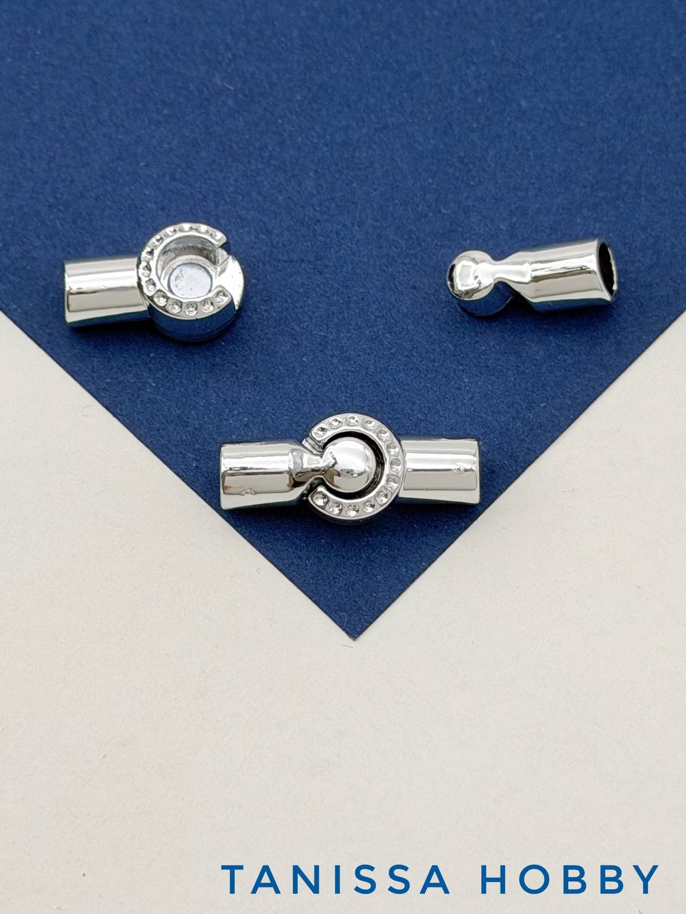 Замок магнитный под шнур толщиной 5мм, родий, Ш304