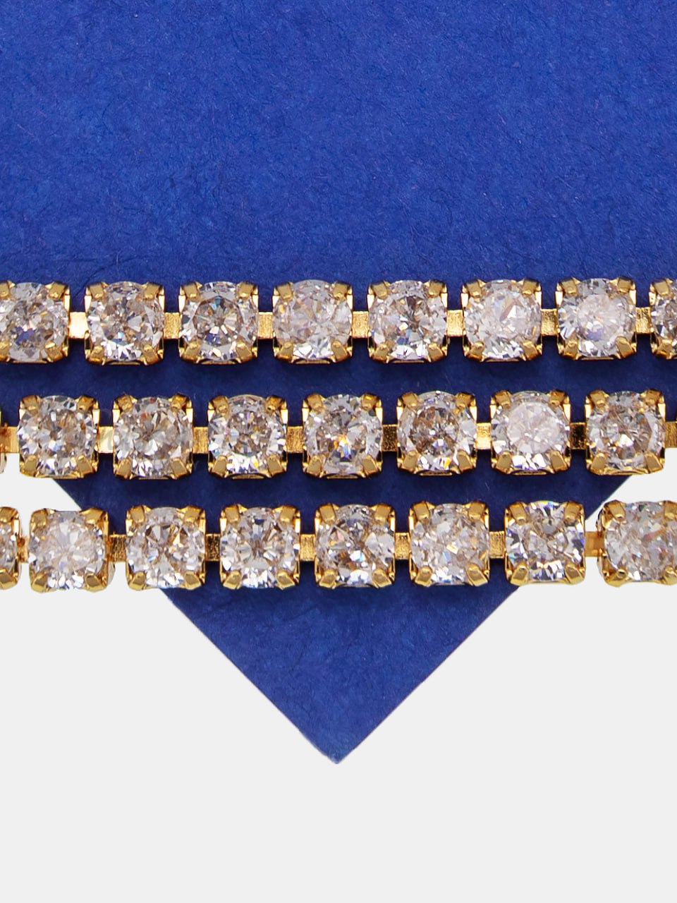 Стразовая лента цепочка, 3,5мм прозрачный, позолота, 10см, СТ041