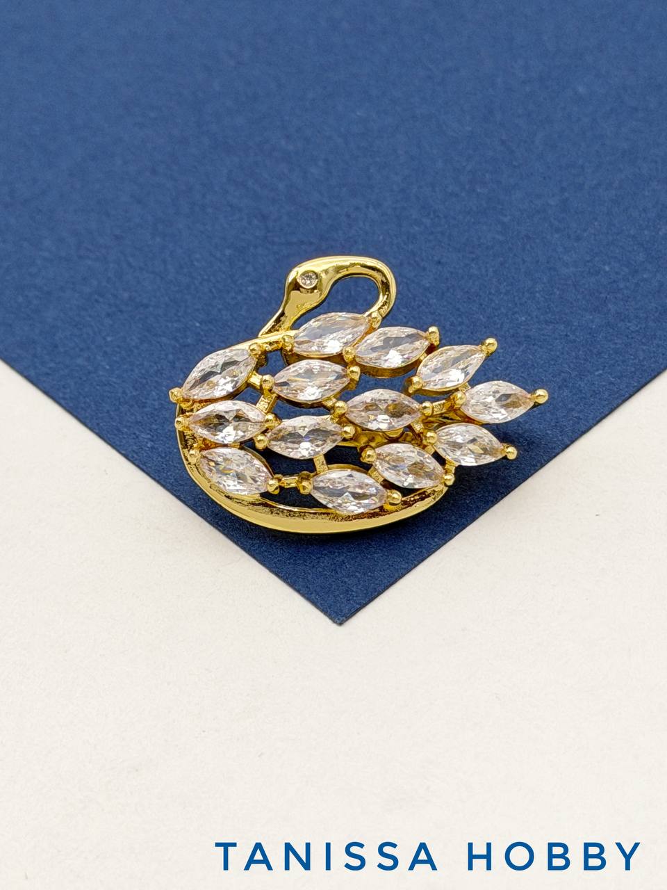 Замок карабин застежка для колье галстука, лебедь, позолота, К336