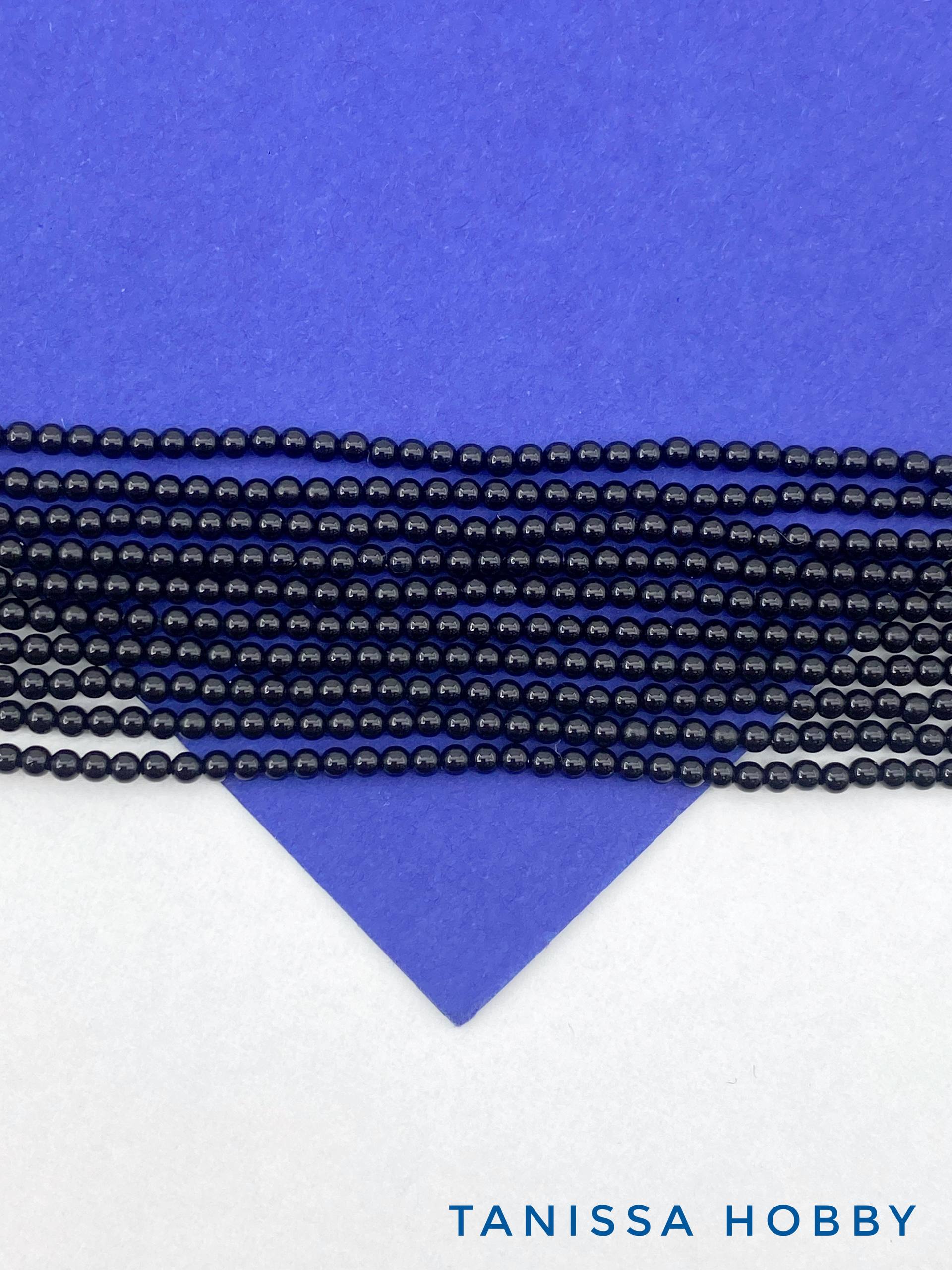 Жемчуг Майорка, круглый, 2мм, черный, Porcelain Black, нить, МА261