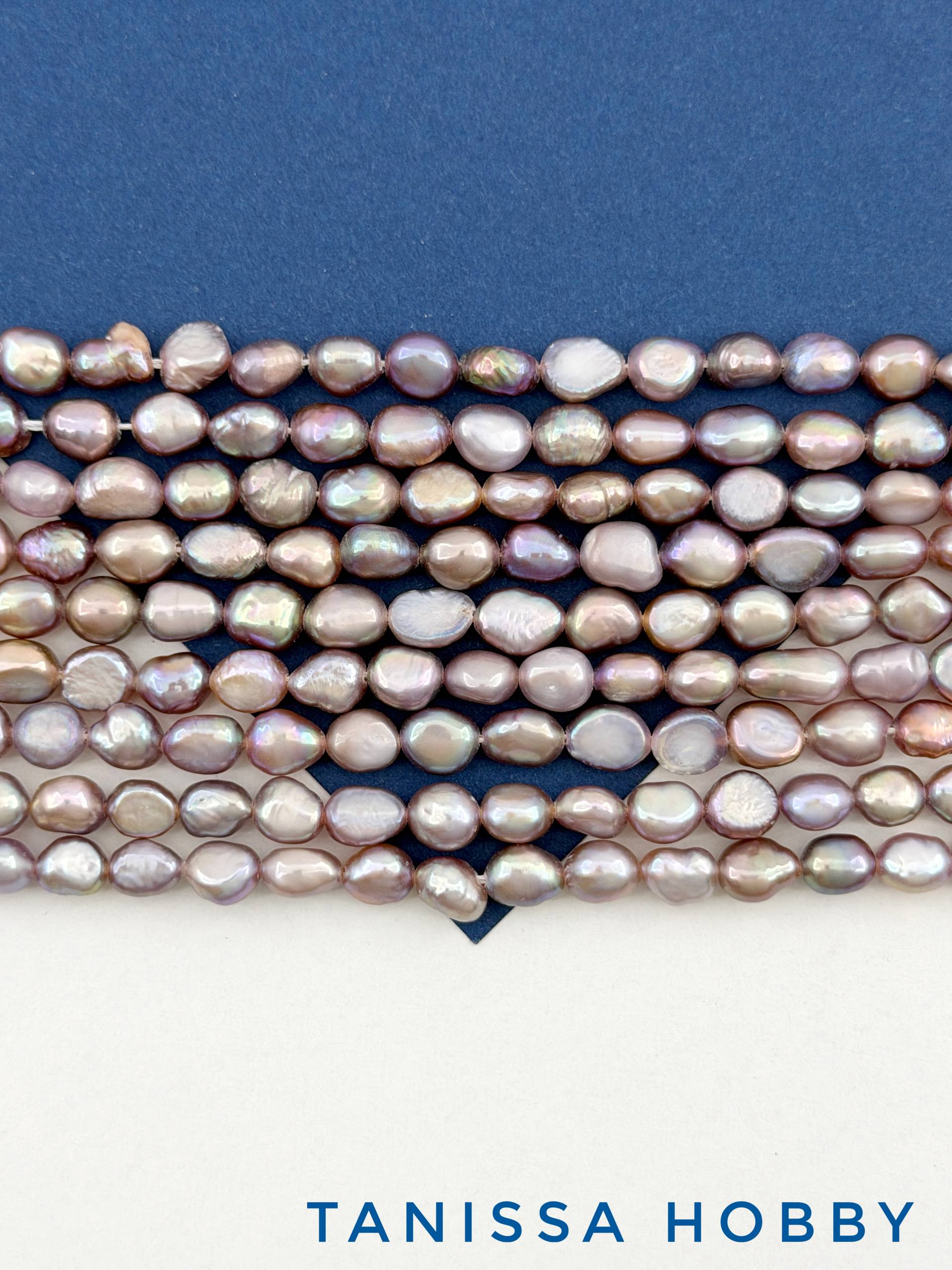 Жемчуг натуральный культивированный, барочный картошка, розовый, 7мм, А, нить, Ж085