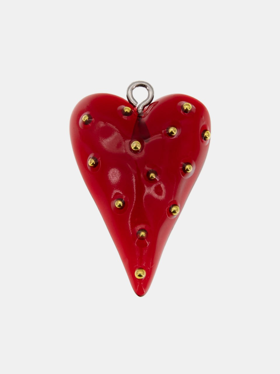 Подвеска клубничное сердце, 30х20мм, акрил, красный, Д419