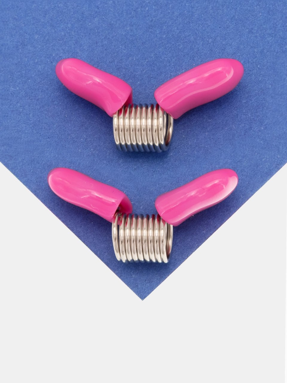 Зажим стоппер пружинка розовый для бисера, тросика и нити, пара, И18