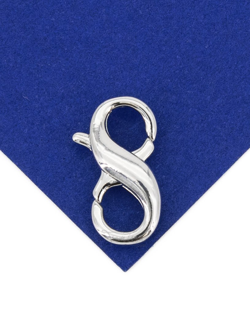 Карабин замок двойной лобстер, бесконечность, 18х10мм, родий, КР018