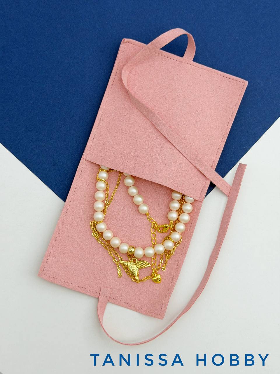 Мешочек для украшений, розовый, эко-замша, Ц070